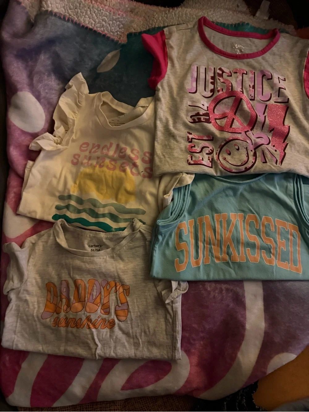 Justice Pink & Gray Graphic Tee for Girls etc